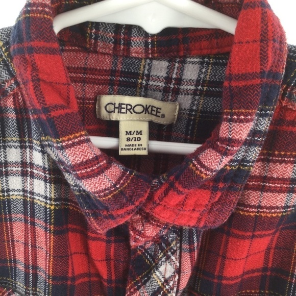 Cherokee boys red/blue/ white/yellow flannel Shirt - Picture 3 of 7